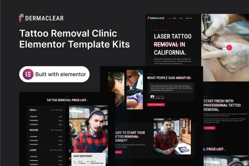 Dermaclear - Tattoo Removal Clinic Elementor Template Kit