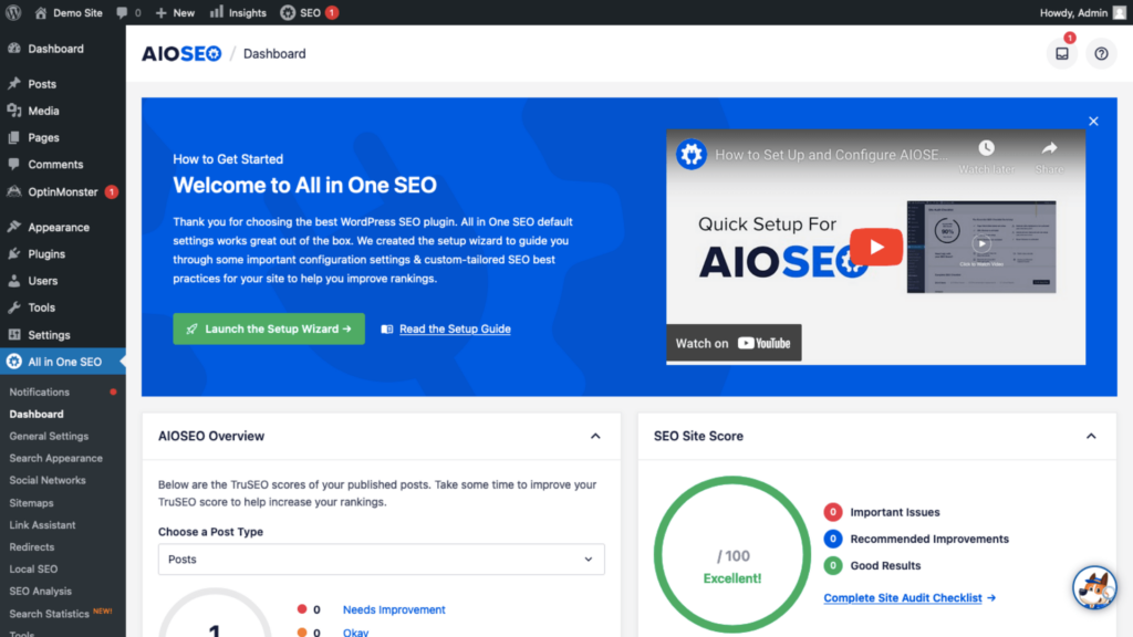 aioseo dashboard