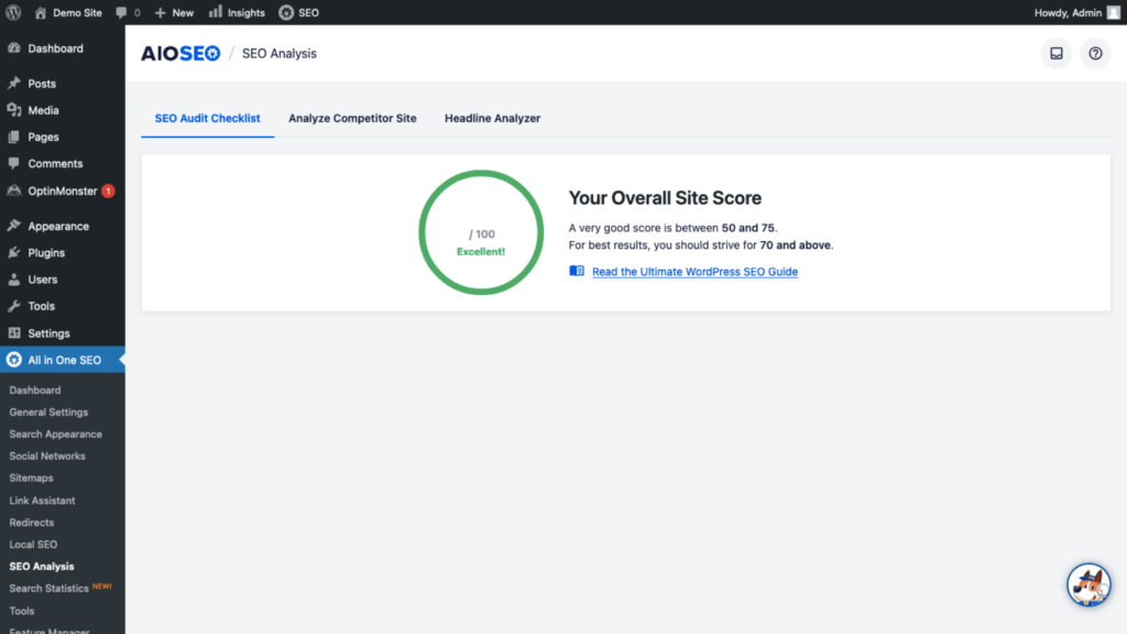 aioseo seo analysis feature
