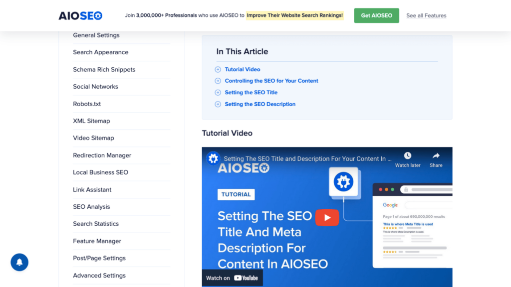 aioseo tutorial video