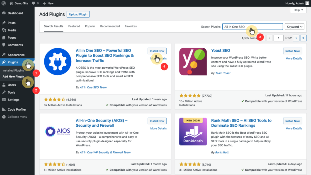 install the free version of aioseo