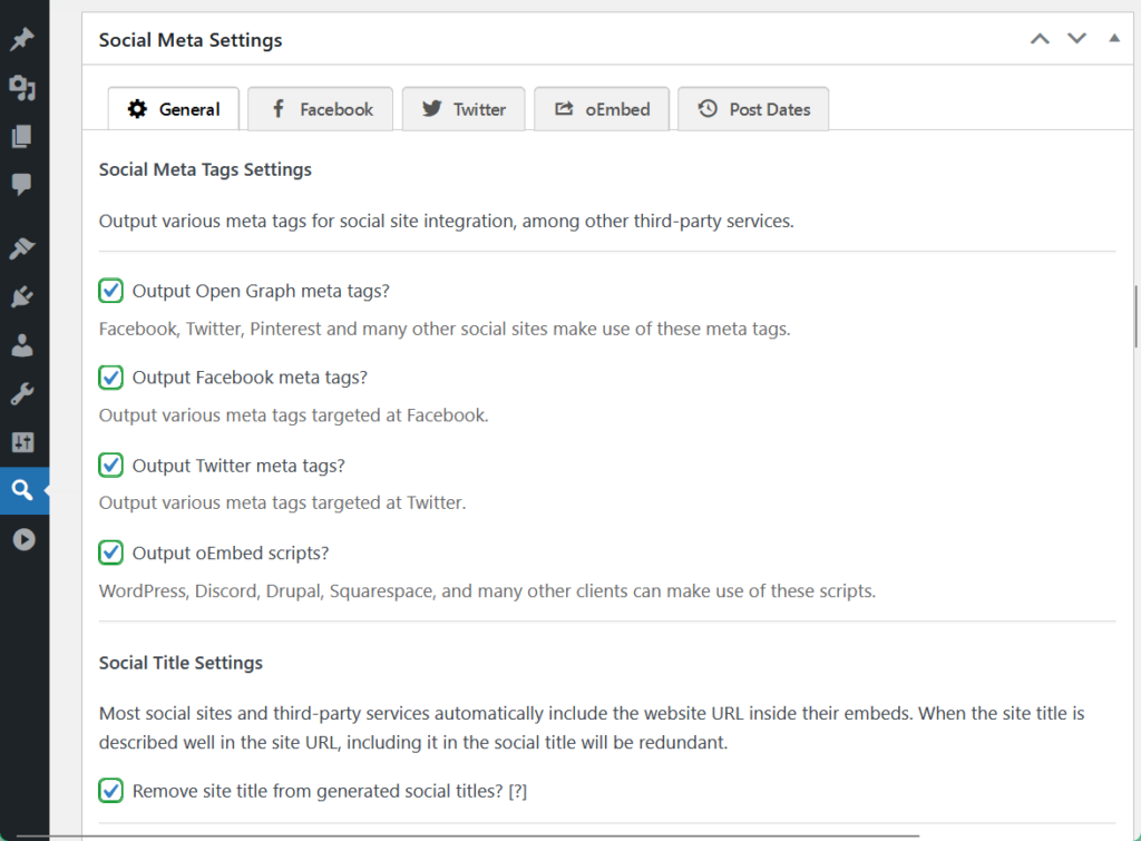 meta tags in the seo framework