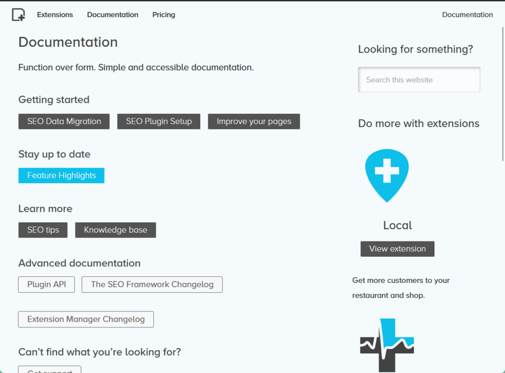 seo documentation of the seo framework
