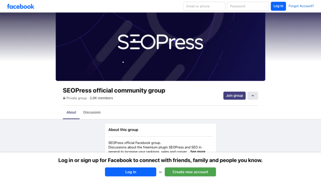 seopress facebook group