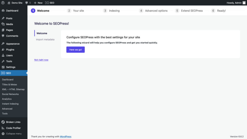 seopress installation wizard