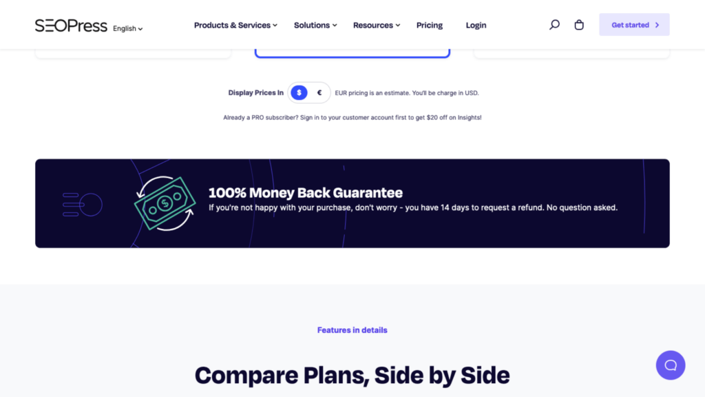 seopress money-back guarantee