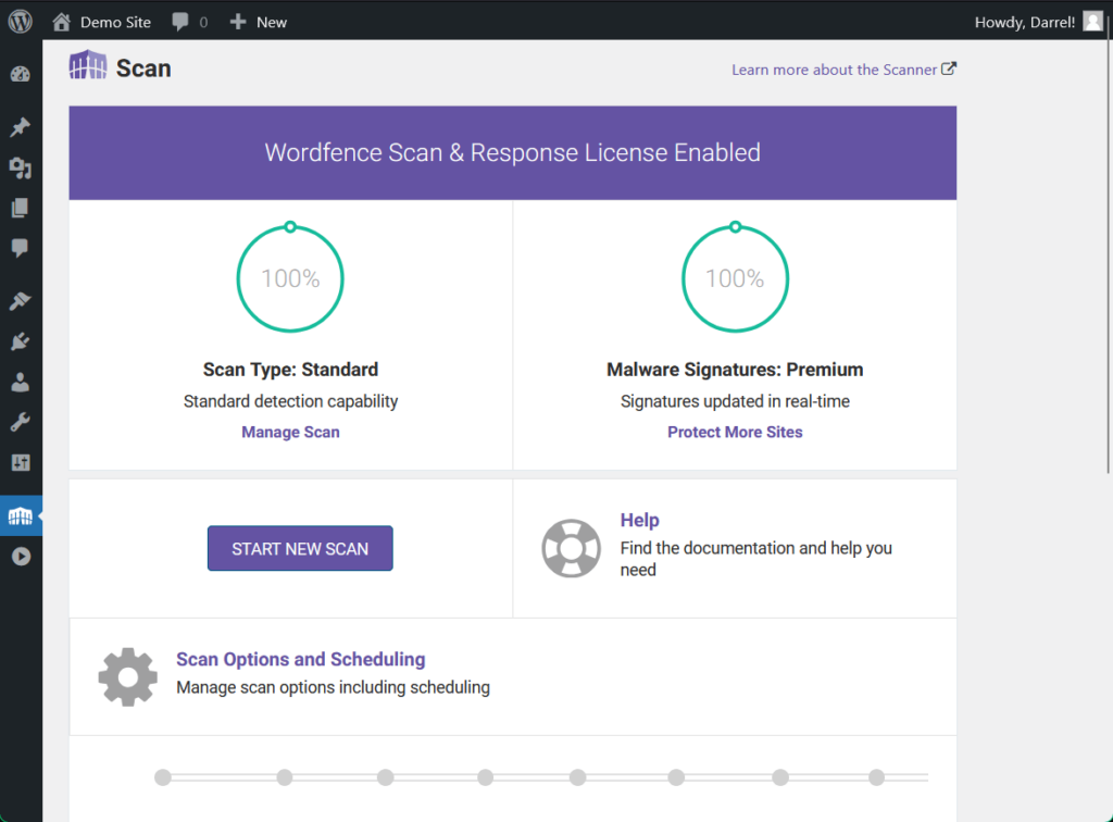 wordfence scan options and scheduling