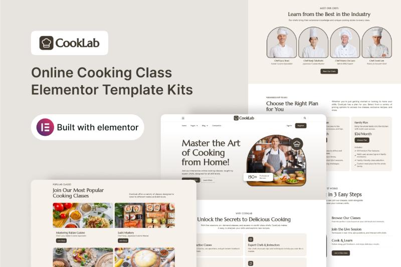Cooklab - Online Cooking Class Elementor Template Kit