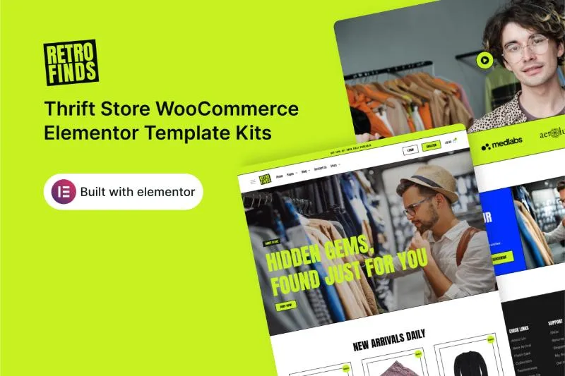 RetroFinds - Thrift Store Elementor Template Kit