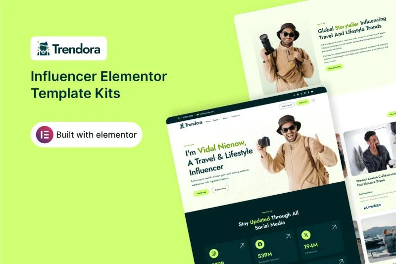 Trendora - Influencer Elementor Template Kit