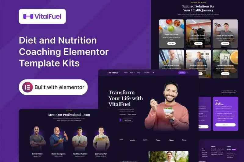 VitalFuel - Diet and Nutrition Coaching Elementor Template Kit
