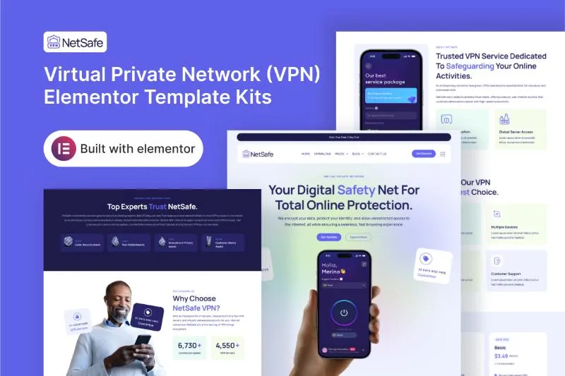 NetSafe - Virtual Private Network (VPN) Elementor Template Kit