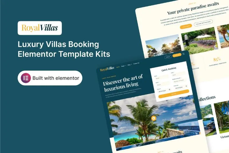 RoyalVillas - Luxury Villas Booking Elementor Template Kits