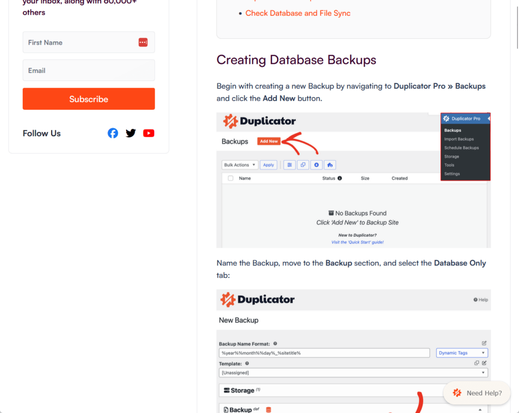 database install kb post from duplicator
