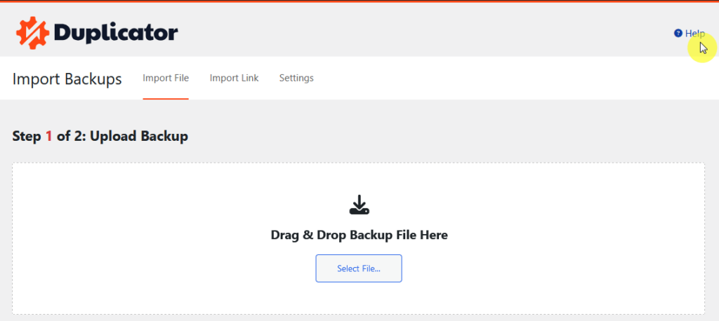 help button in duplicator pro
