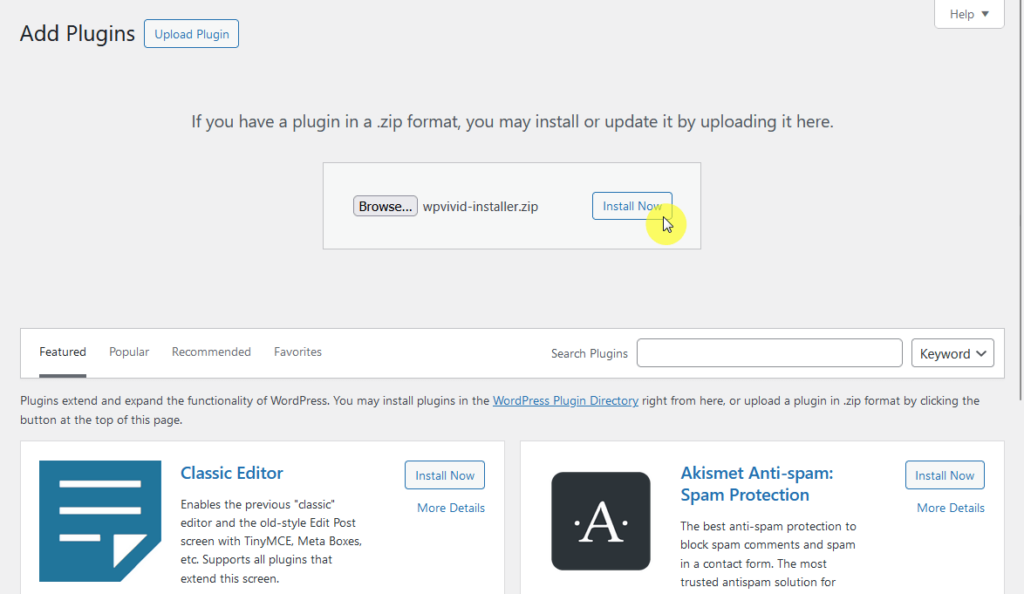 install wpvivid pro