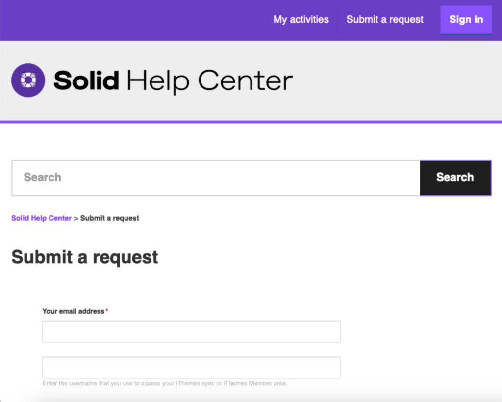 solid help center submit a request