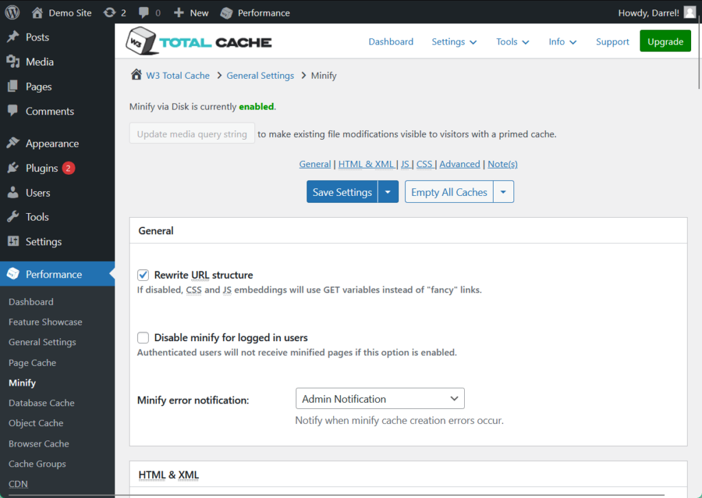 w3 total cache minify