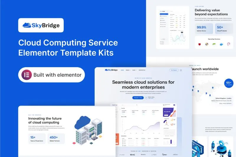SkyBridge - Cloud Computing Service Elementor Template Kit