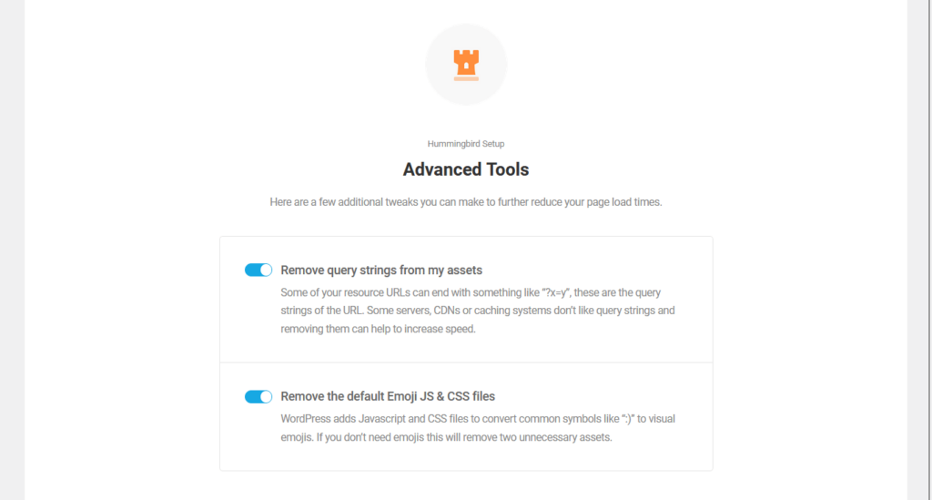 advanced tools step in the hummingbird setup wizard