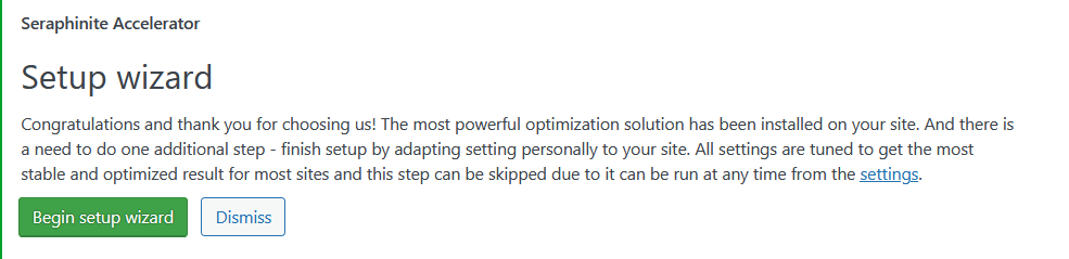 begin setup wizard notification from seraphinite accelerator