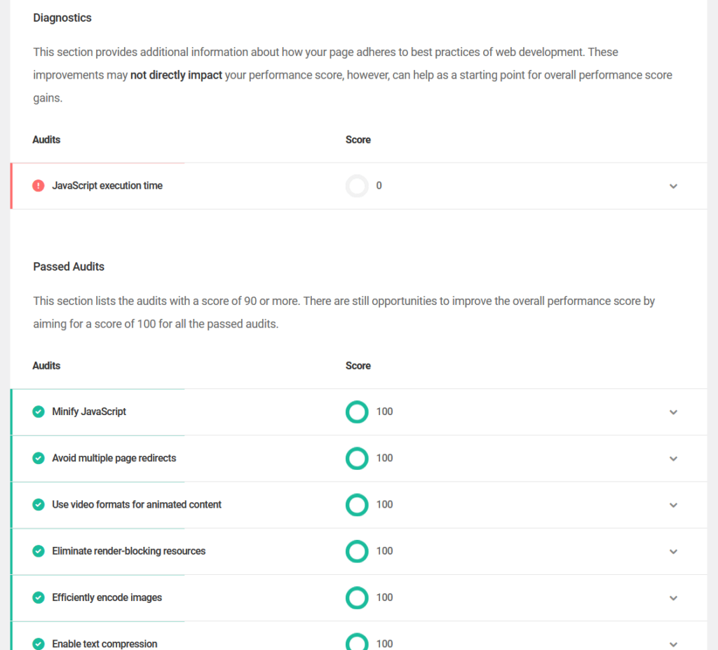 diagnostics and passed audits in hummingbird