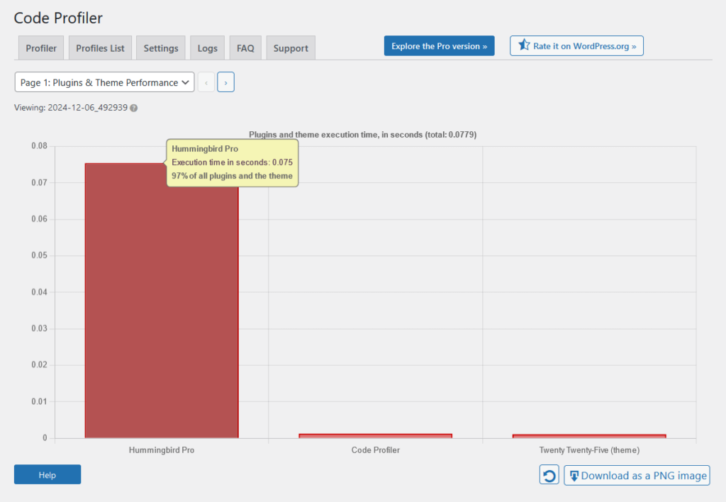 hummingbird pro code profiler results