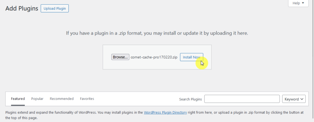 install the pro version of comet cache