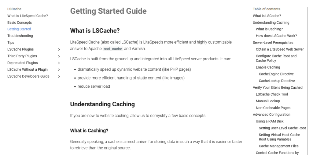 litespeed cache documentation