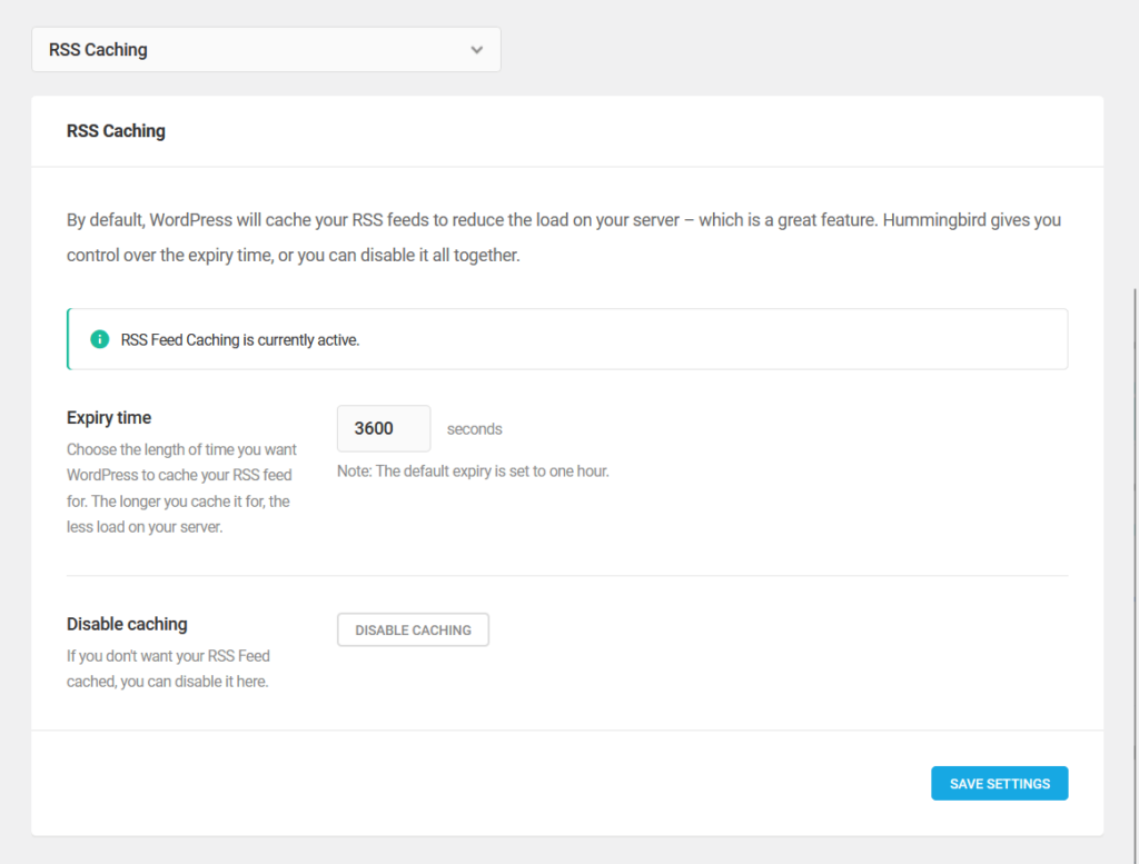 rss caching in hummingbird