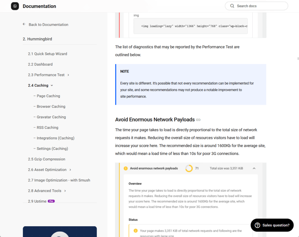 sample documentation page for hummingbird