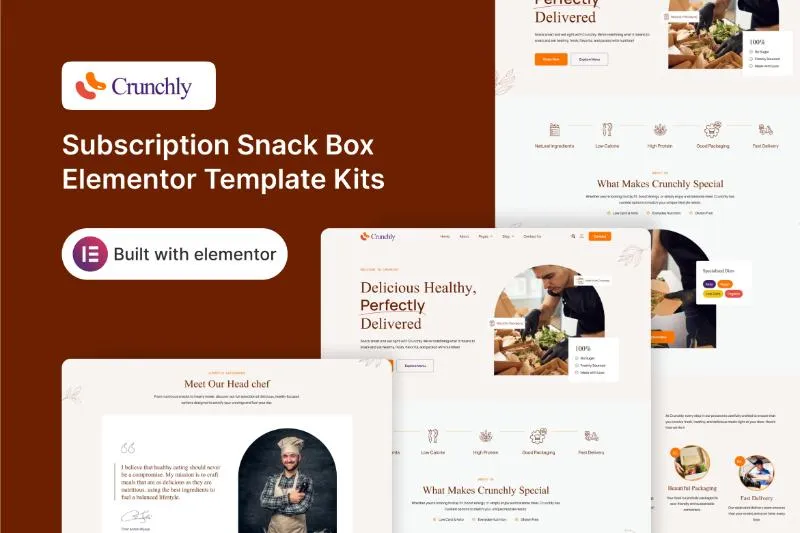 Crunchly - Subscription Snack Box Elementor Template Kit
