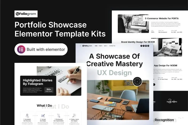 Foliogram - Portfolio Showcase Elementor Template Kit