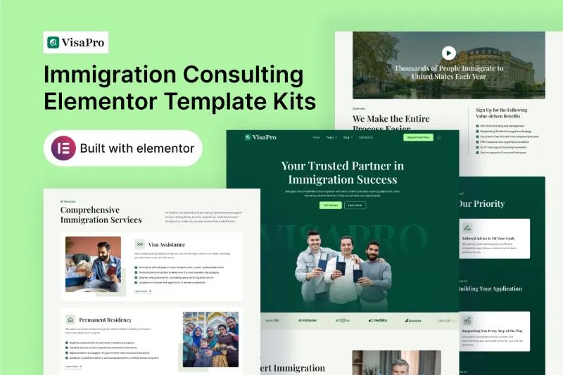 VisaPro - Immigration Consulting Elementor Template Kit