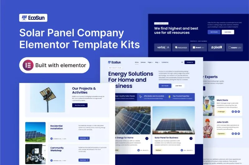 EcoSun - Solar Panel Company Elementor Template Kit