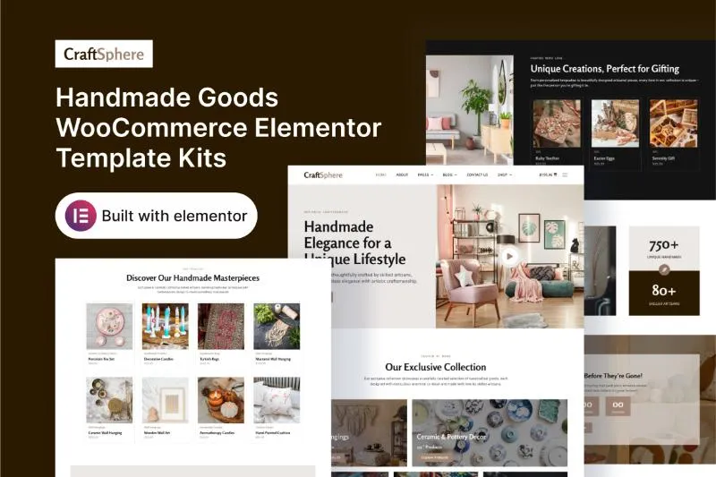 CraftSphere - Handmade Goods WooCommerce Elementor Template Kit