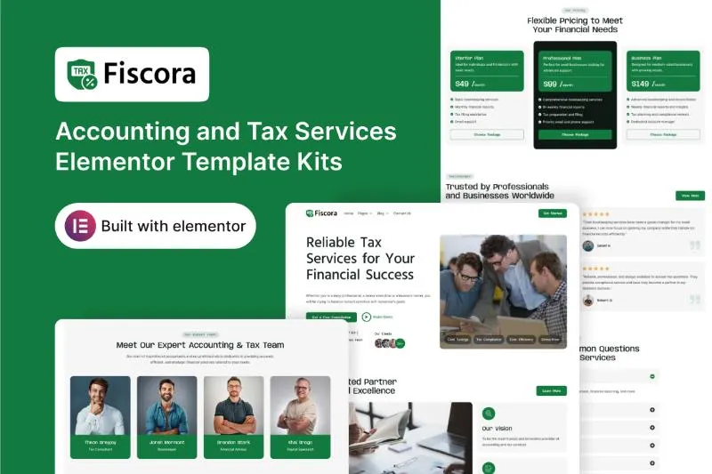 Fiscora - Accounting and Tax Services Elementor Template Kit