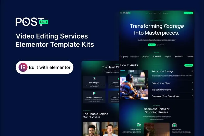 PostPro - Video Editing Services Elementor Template Kit