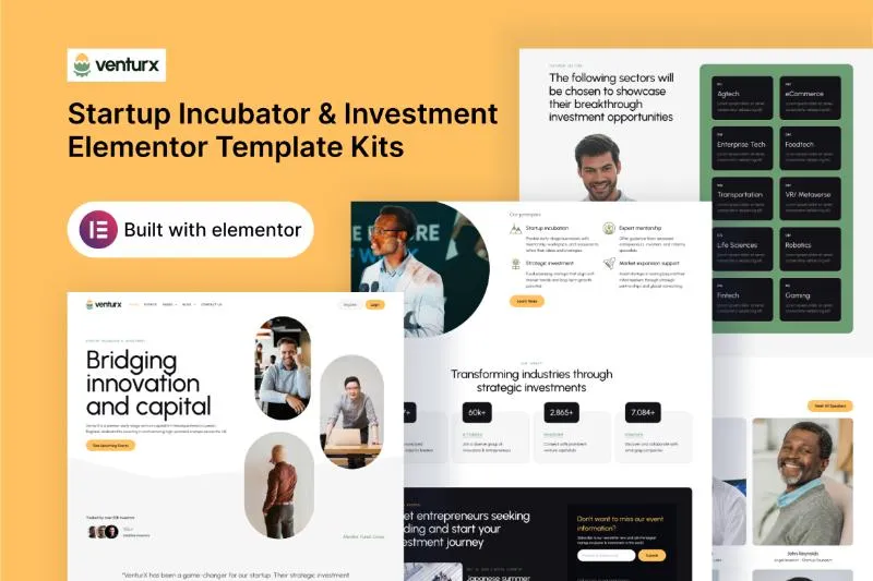 VenturX - Startup Incubator & Investment Elementor Template Kit