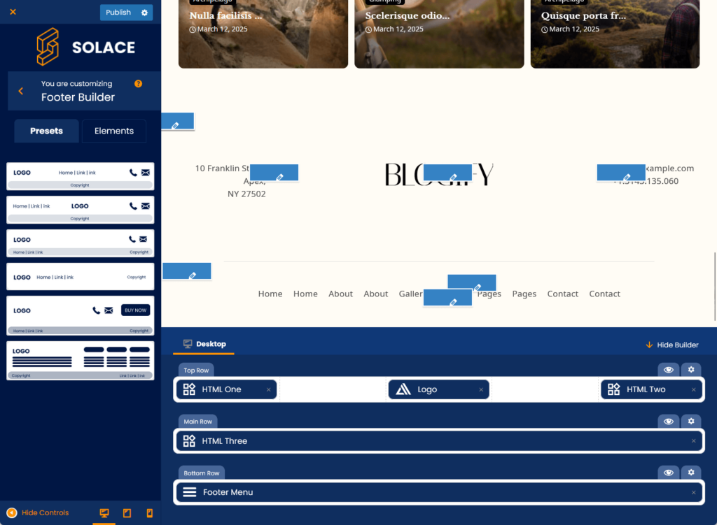 solace footer builder