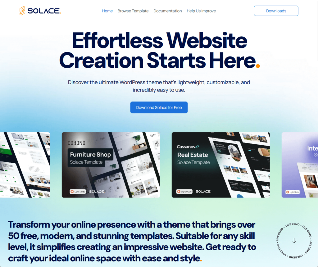 solace home page
