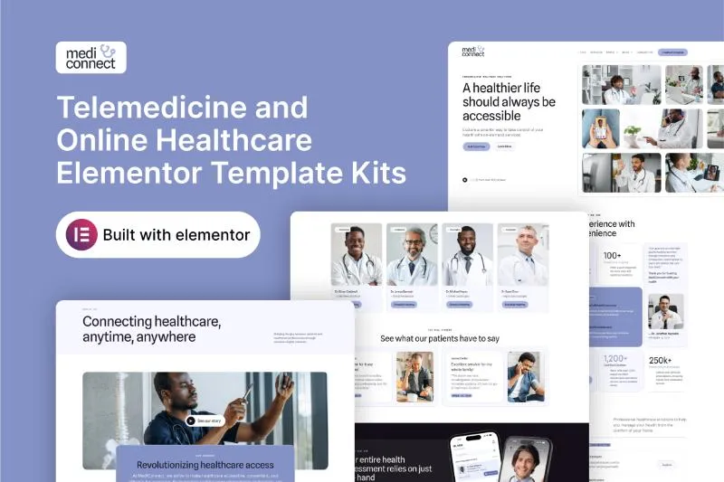 MediConnect - Telemedicine & Online Healthcare Elementor Template Kit