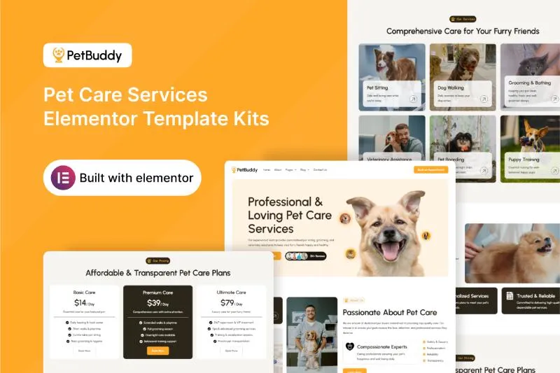 PetBuddy - Pet Care Services Elementor Template Kit