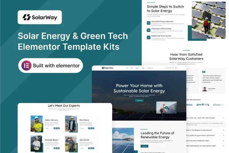 SolarWay - Solar Energy & Green Tech Elementor Template Kit
