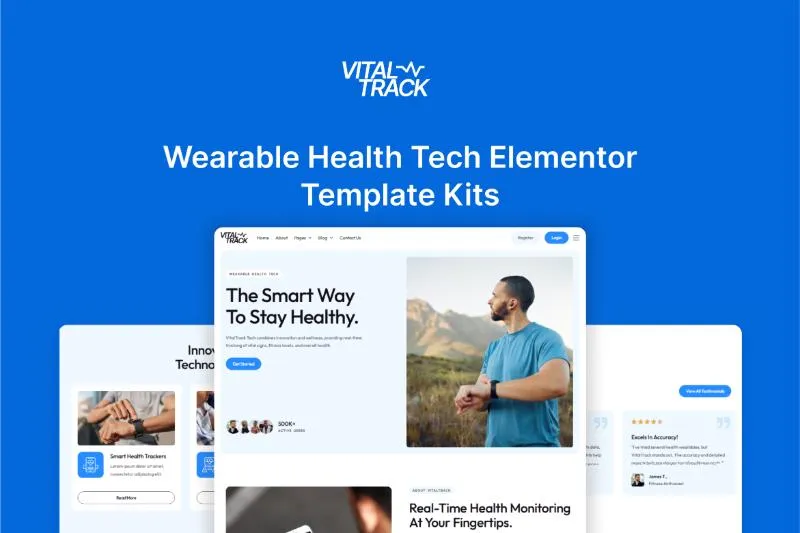 VitalTrack - Wearable Health Tech Elementor Template Kit