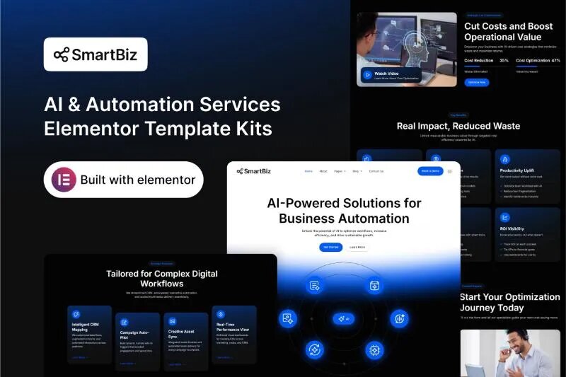 SmartBiz - AI & Automation Services Elementor Template Kit