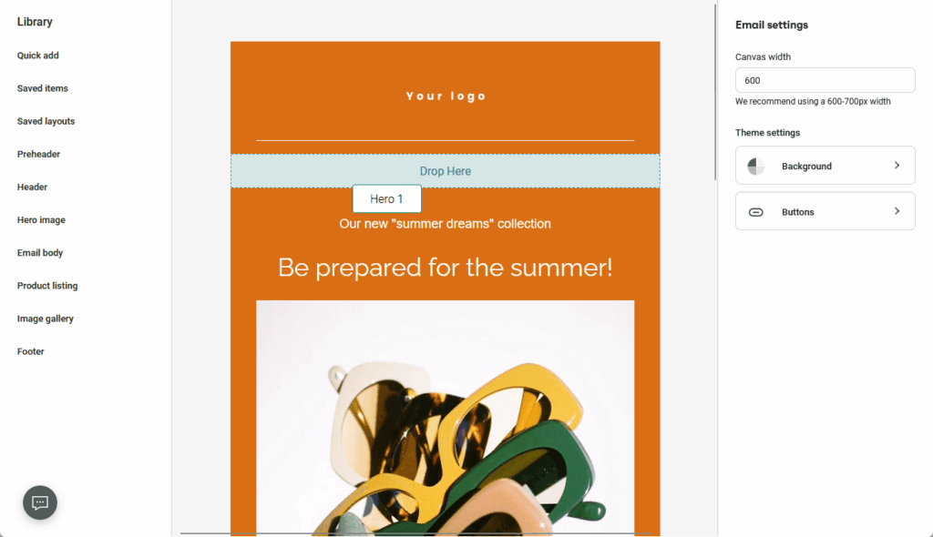 drag and drop email editor in omnisend