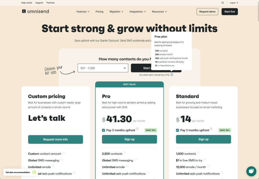 omnisend pricing
