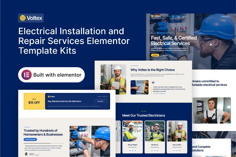 Voltex - Electrical Installation and Repair Services Elementor Template Kit