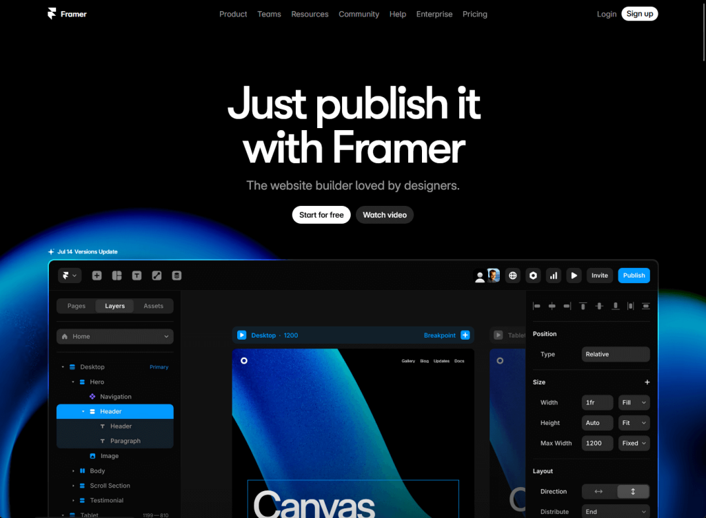 Framer's AI tools for creating modern, interactive websites